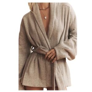 Daily Practice Anthropologie Shawl Collar Robe Cardigan Belted Women Large